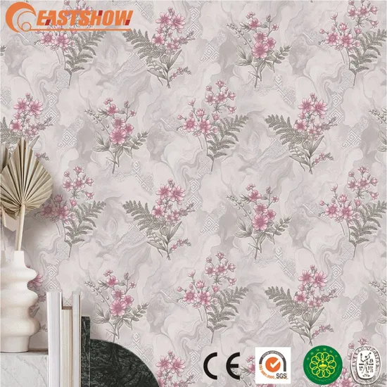 Papel de parede decorativo de mármore de alta qualidade, flor, folhas tropicais, papel de parede à prova d'água, pintura 3D, papel de parede mural da natureza